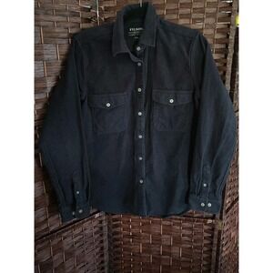 C.C. FILSON Women's Moleskin Long Sleeve Shirt Large Navy Blue 100% Cotton